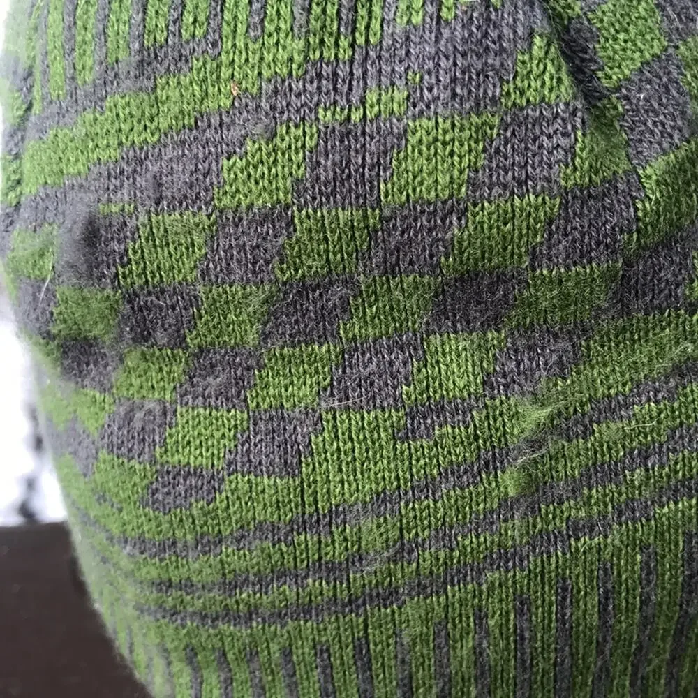 L.L. Bean Green Printed Fleece Lined Beanie Hat Boy's Size Small